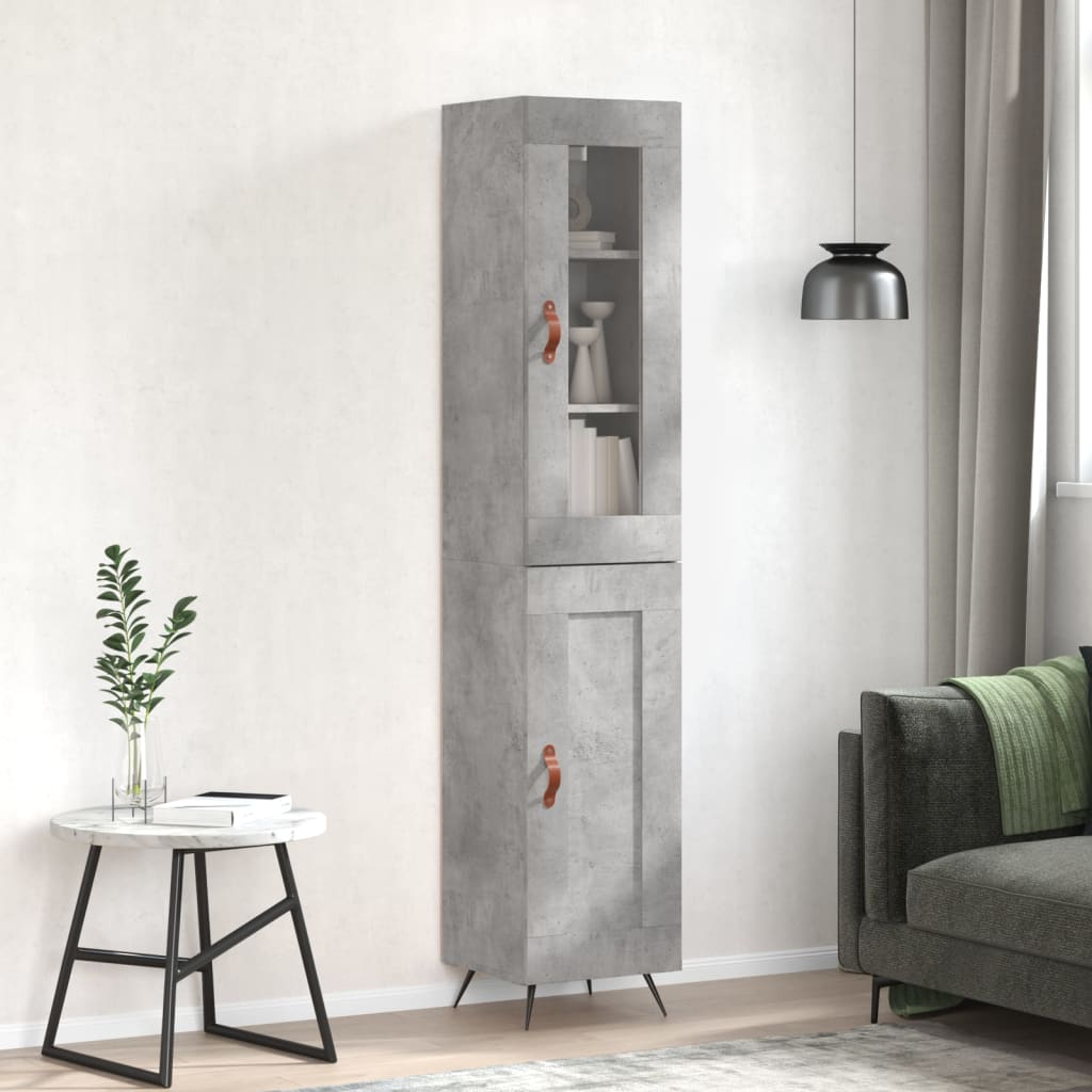 vidaXL Highboard betonggrå 34,5x34x180 cm konstruert tre