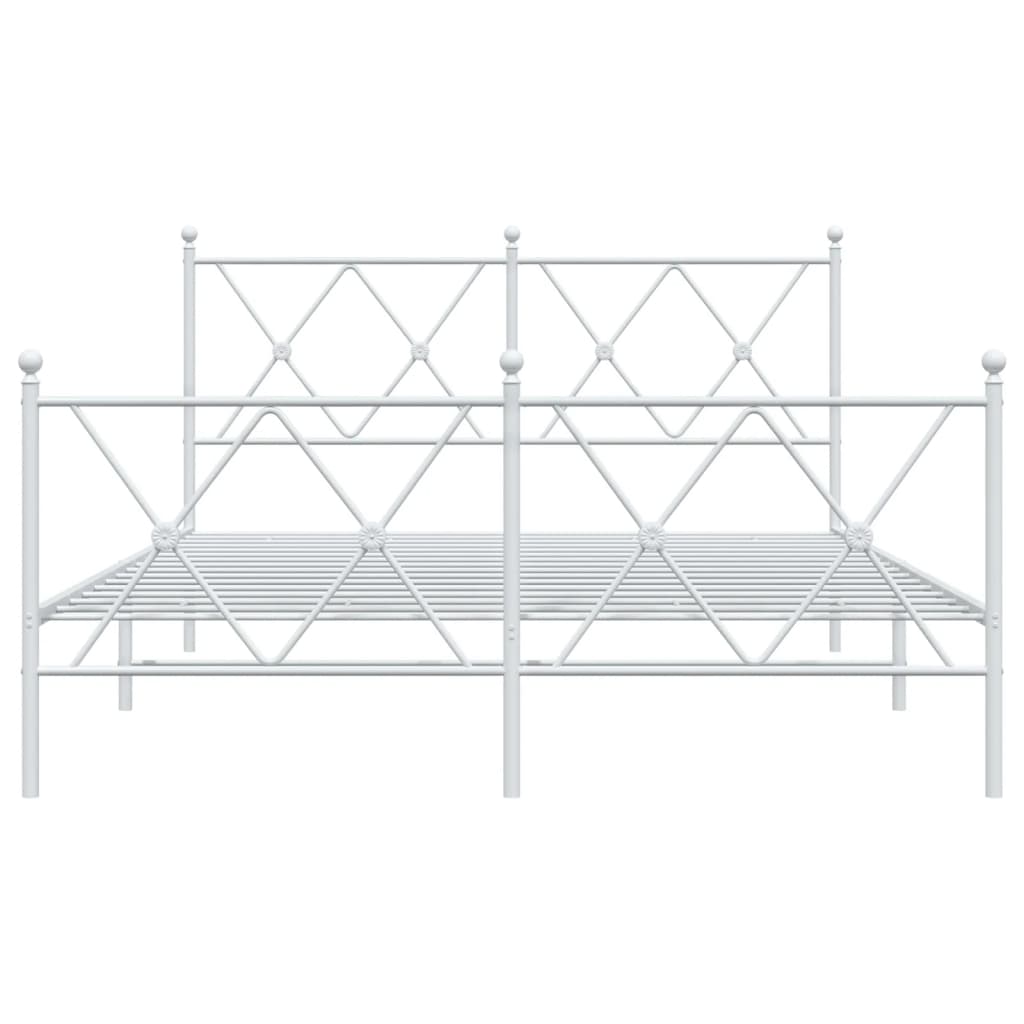 vidaXL Sengeramme i metall med hode- og fotgavl hvit 140x200 cm