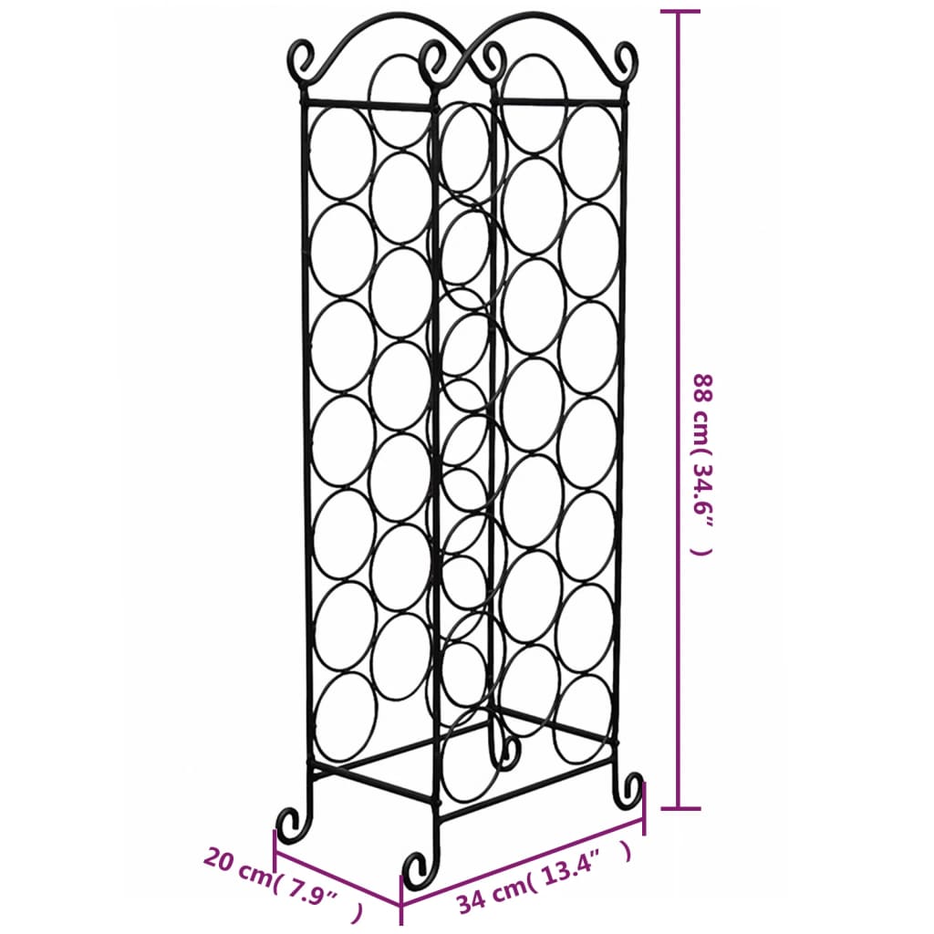 vidaXL Vinstativ for 21 flasker metall