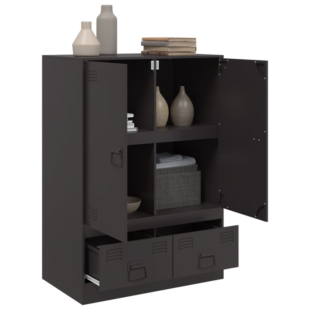 vidaXL Highboard svart 67x39x95 cm stål