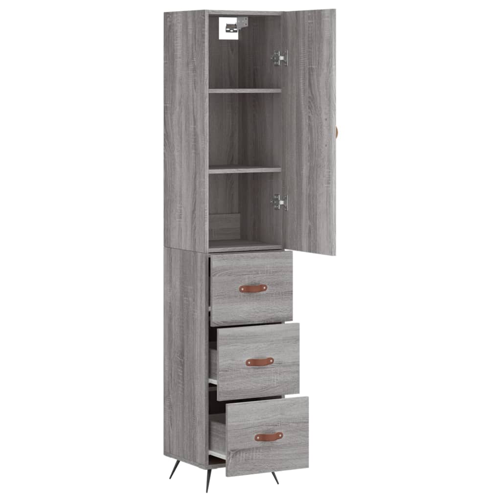 vidaXL Highboard grå sonoma 34,5x34x180 cm konstruert tre