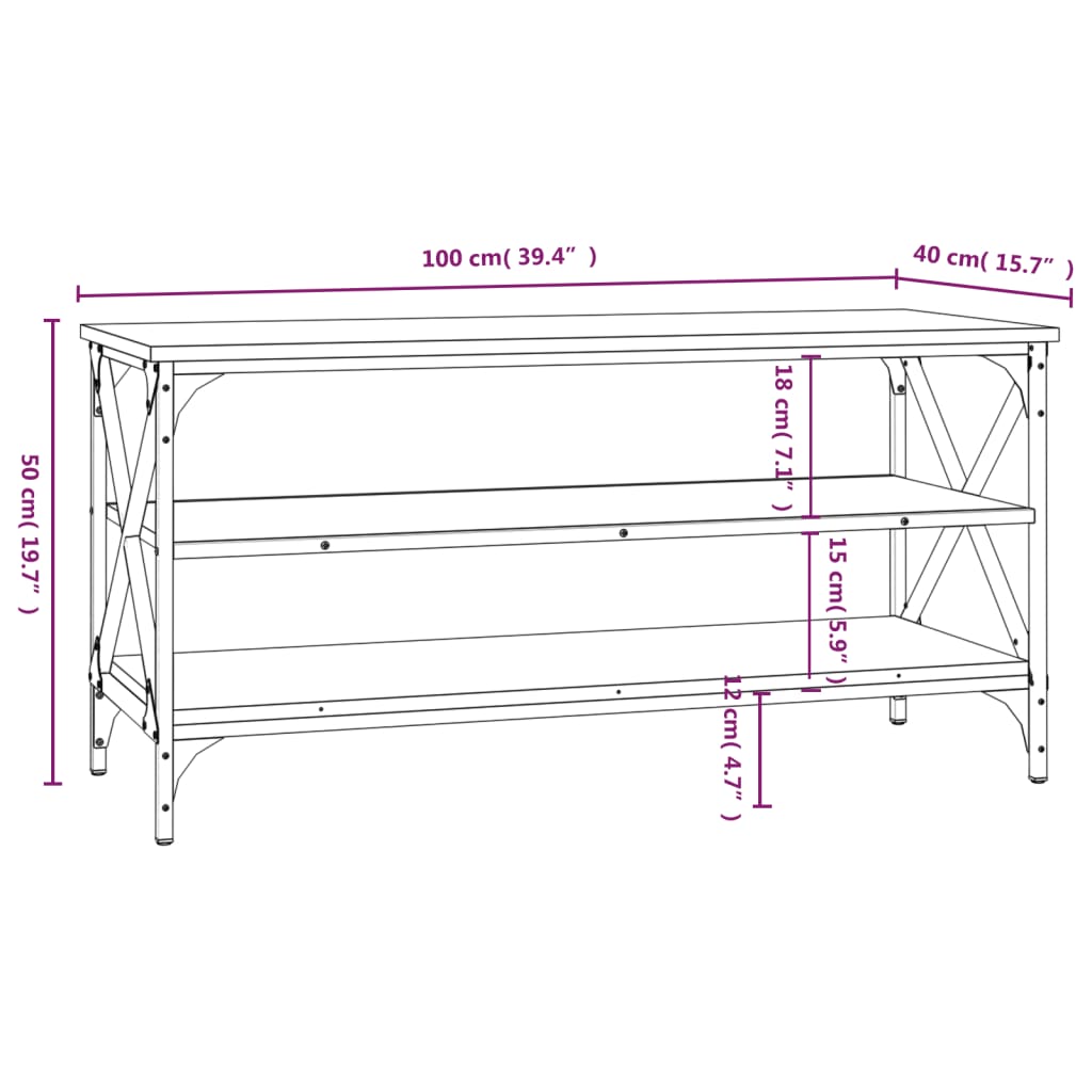 vidaXL TV-benk svart 100x40x50 cm konstruert tre