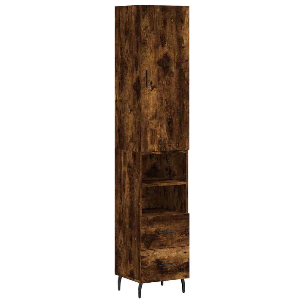 vidaXL Highboard røkt eik 34,5x34x180 cm konstruert tre