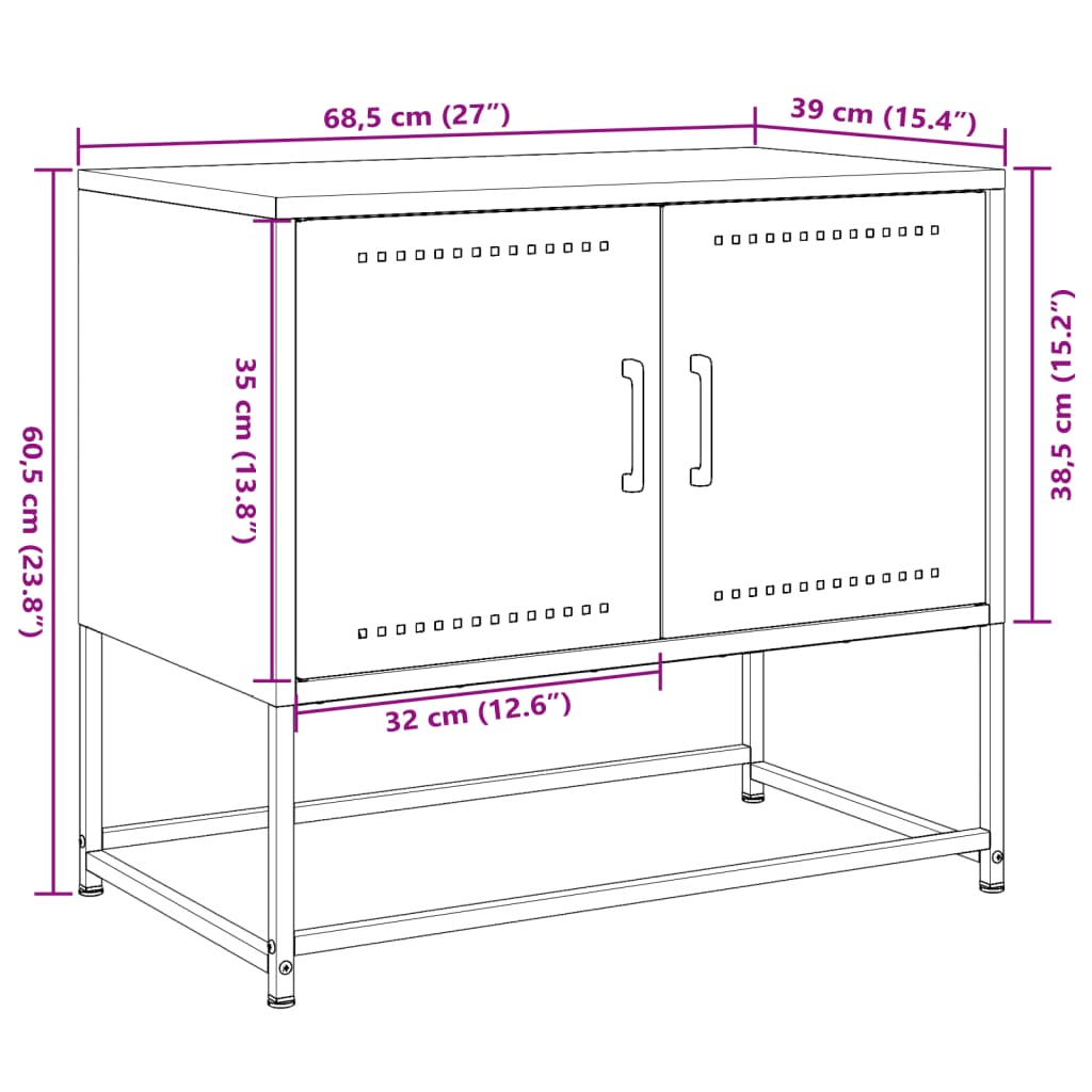 vidaXL TV-benk olivengrønn 68,5x39x60,5 cm stål