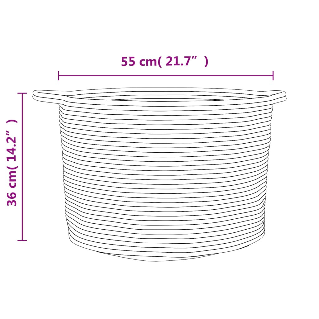 vidaXL Skittentøyskurv grå og hvit Ø55x36 cm bomull