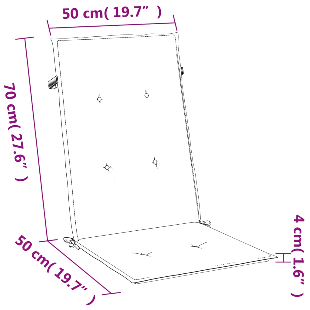 vidaXL Stolputer med høy rygg 4 stk melert rød 120x50x4 cm stoff