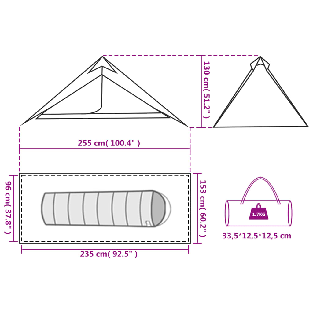 vidaXL Campingtelt tipi 1 person oransje vanntett