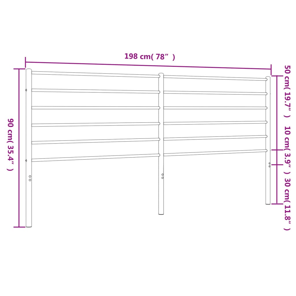 vidaXL Sengegavl i metall svart 193 cm