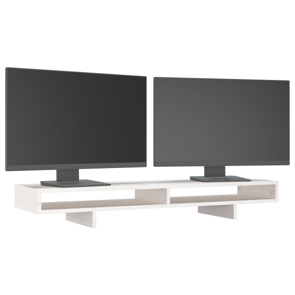 vidaXL Monitorstativ hvit 100x27x14 cm heltre furu