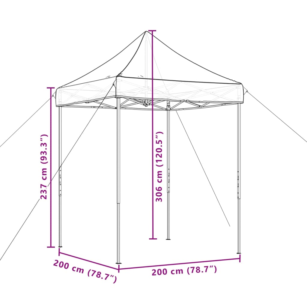 vidaXL Sammenleggbart partytelt pop-up burgunder 200x200x306 cm