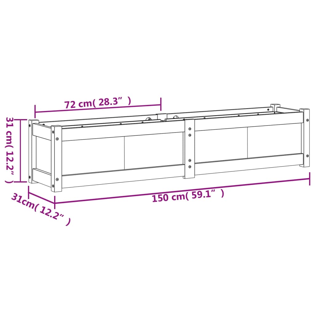 vidaXL Hageplantekasse 150x31x31 cm impregnert furu