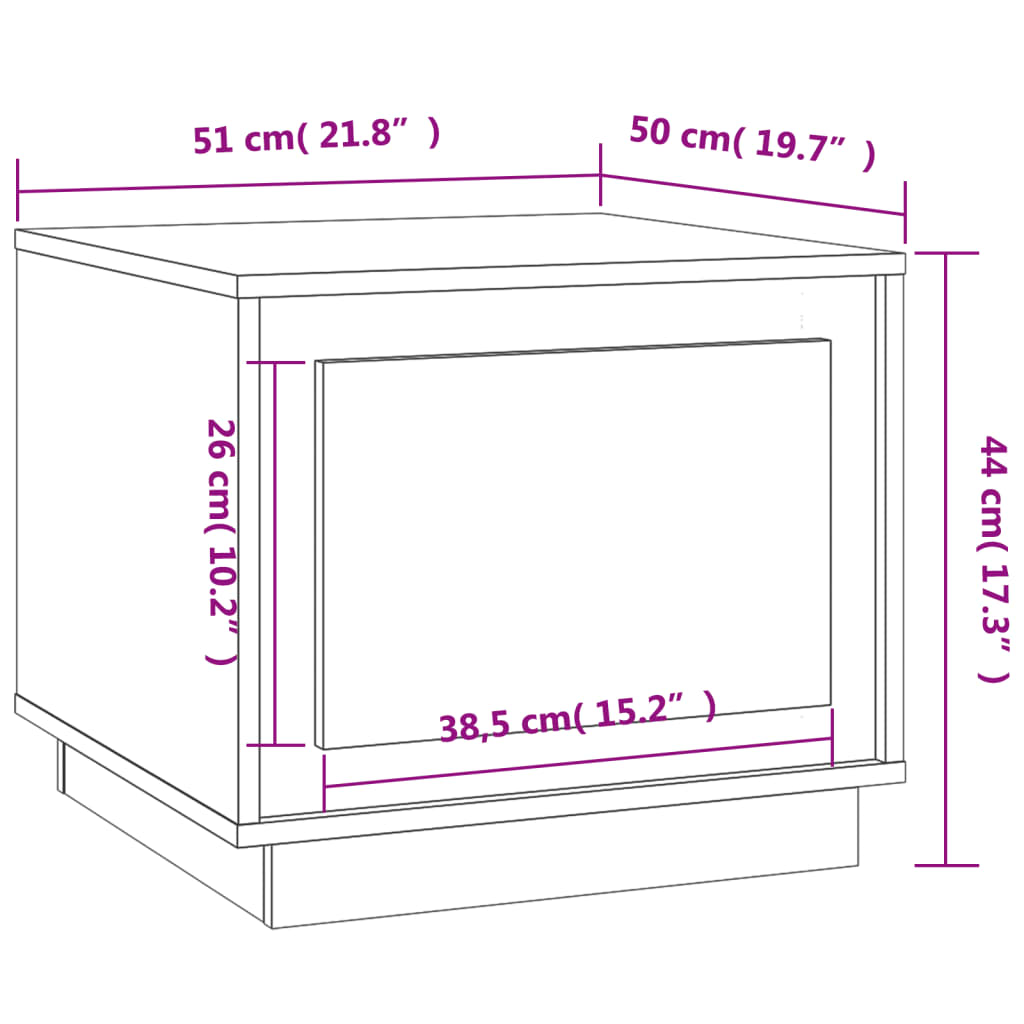 vidaXL Salongbord sonoma eik 51x50x44 cm konstruert tre