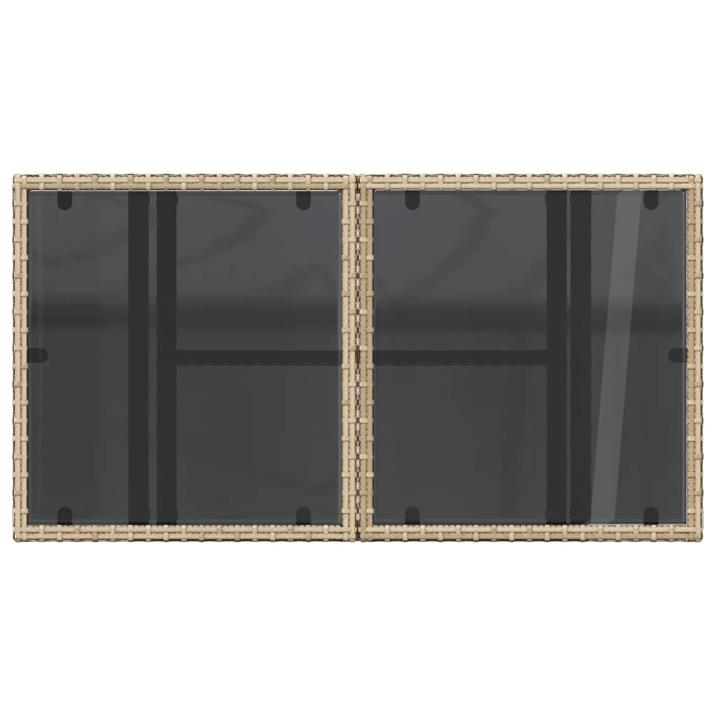 vidaXL Hagebord med glassplate beige 100x55x73 cm polyrotting
