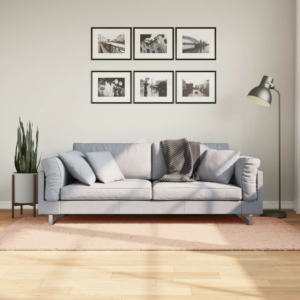 vidaXL Teppe HUARTE kort luv mykt og vaskbart blush 100x200 cm