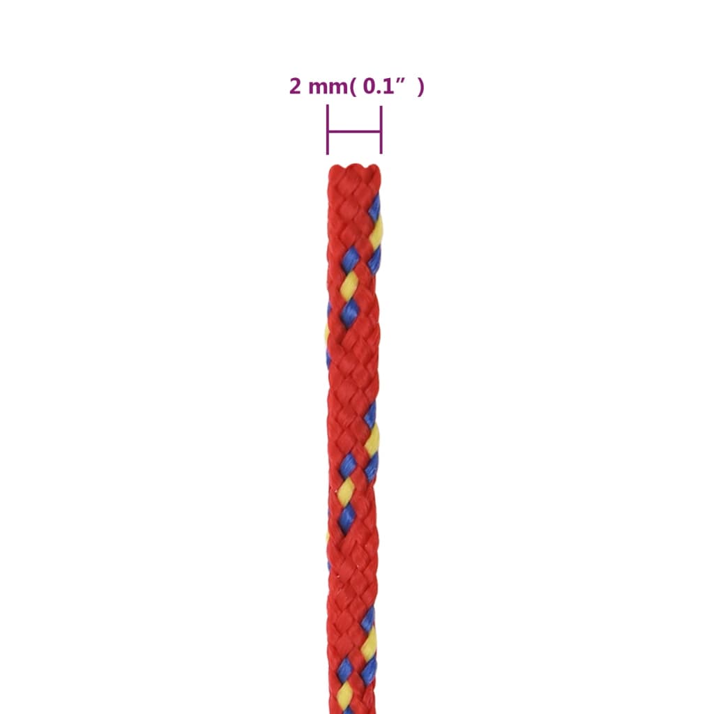 vidaXL Båttau rød 2 mm 250 m polypropylen