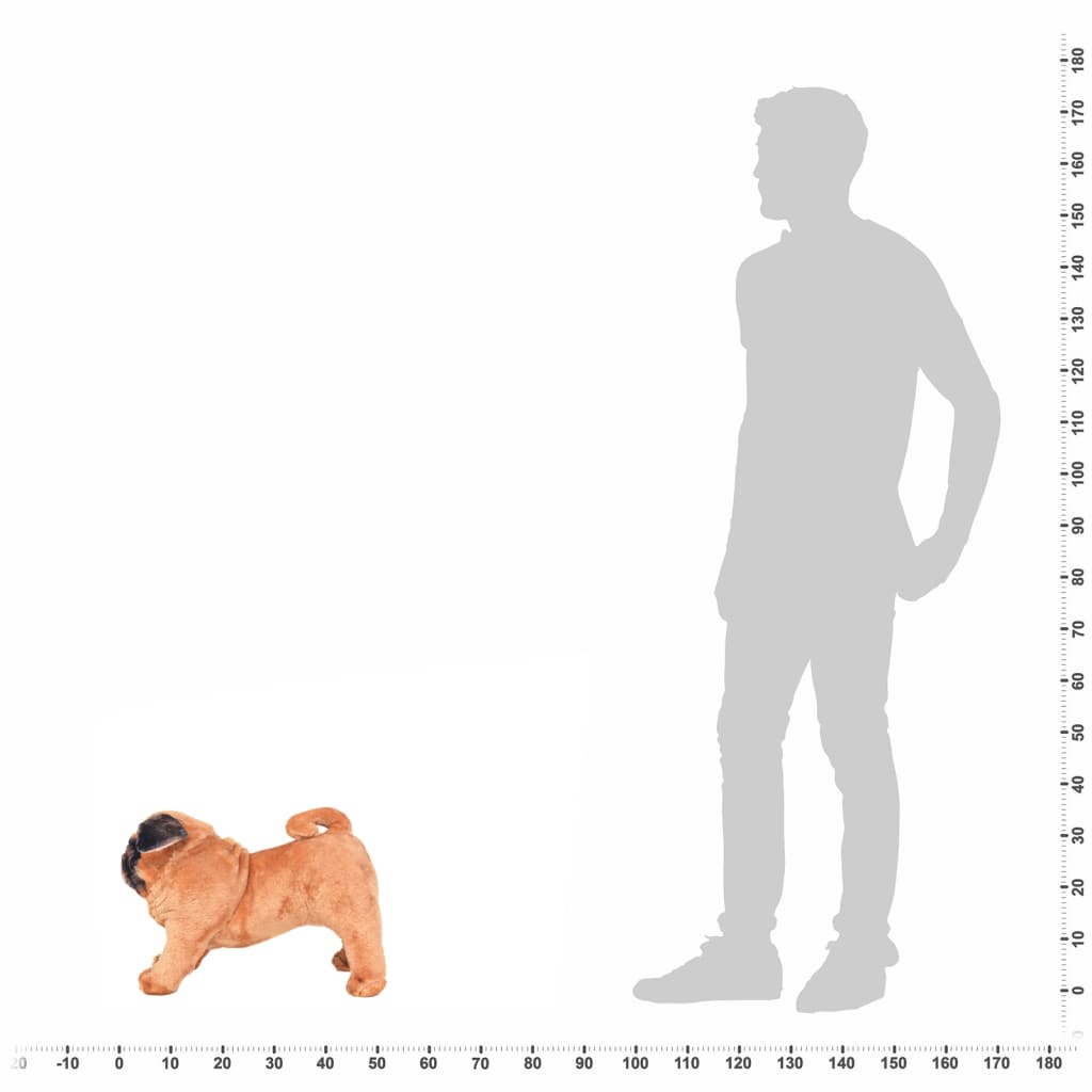 vidaXL Stående lekehund mops plysj lysebrun XXL