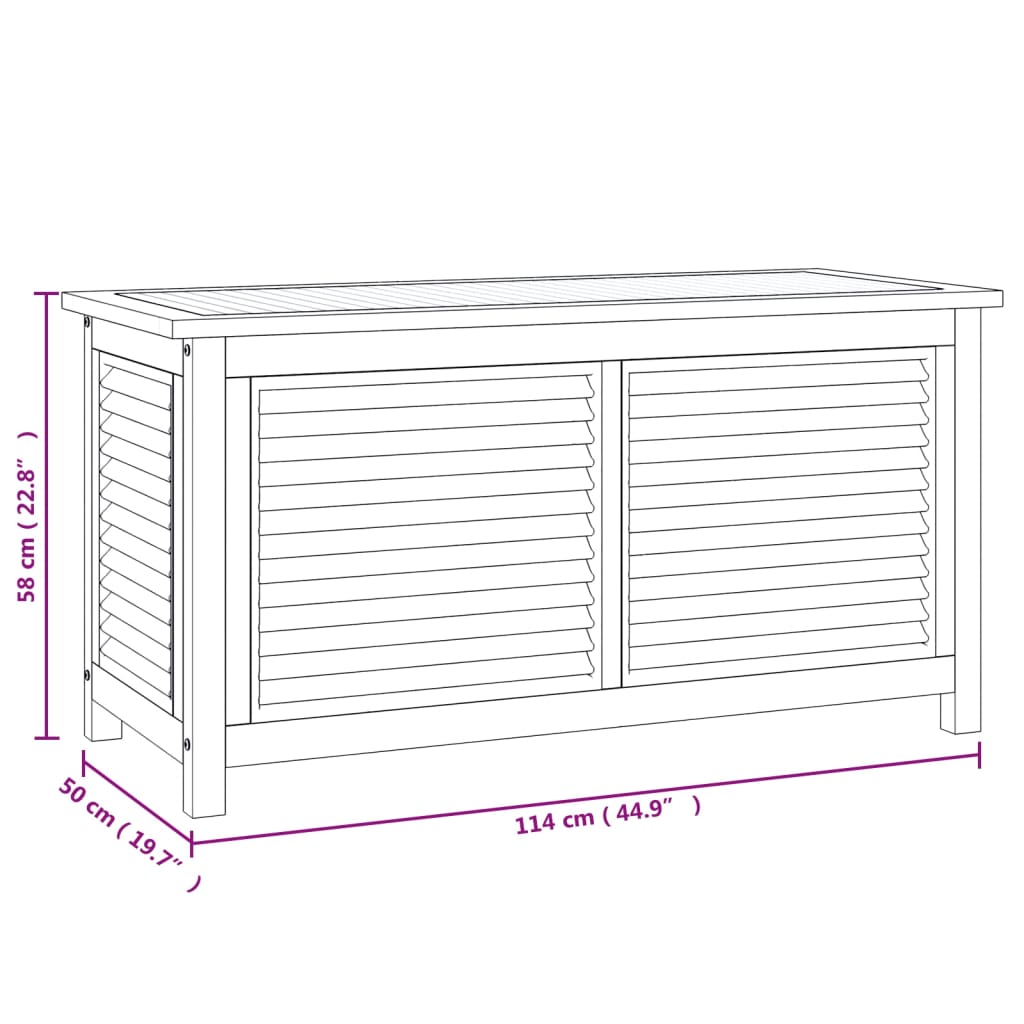 vidaXL Putekasse med pose 114x50x58 cm heltre teak