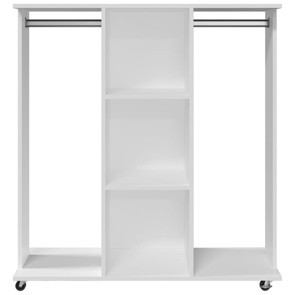 vidaXL Garderobe med hjul hvit 102x38x110 cm konstruert tre