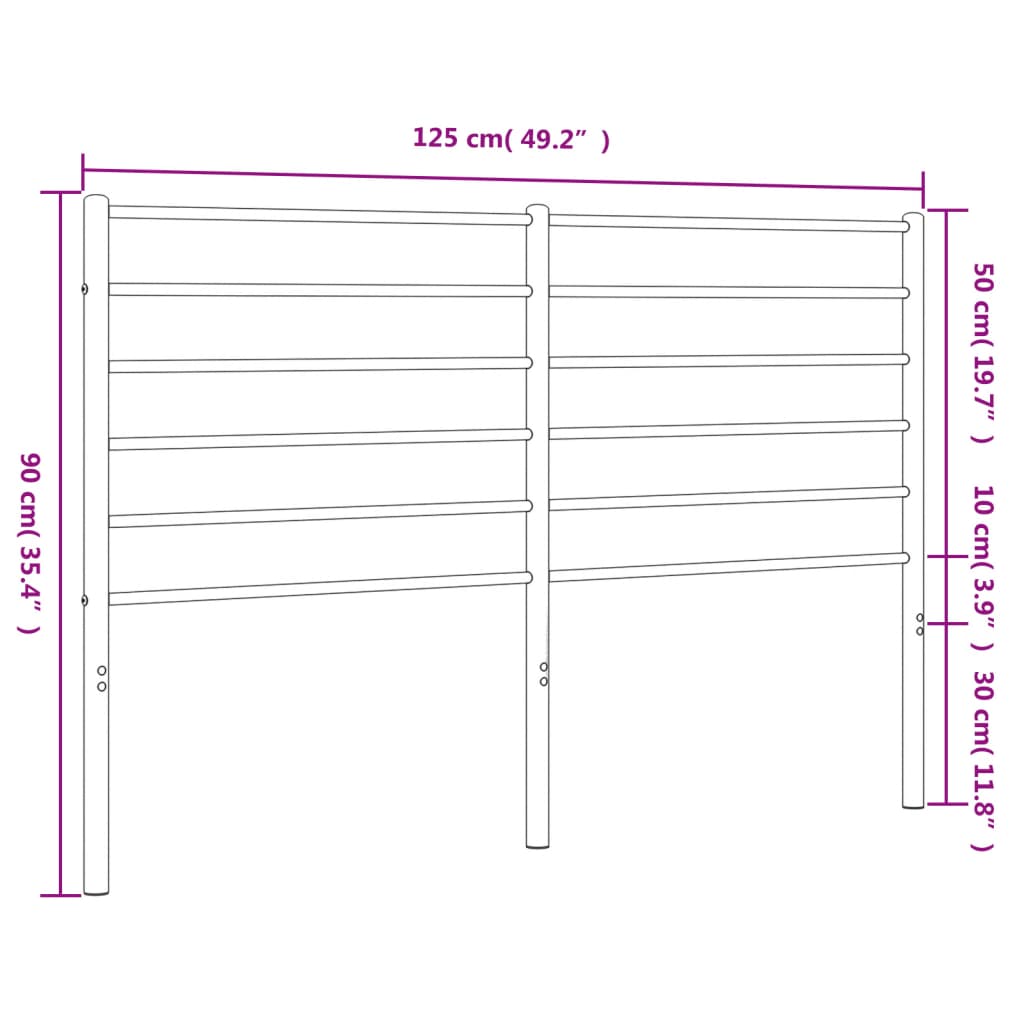 vidaXL Sengegavl i metall svart 120 cm