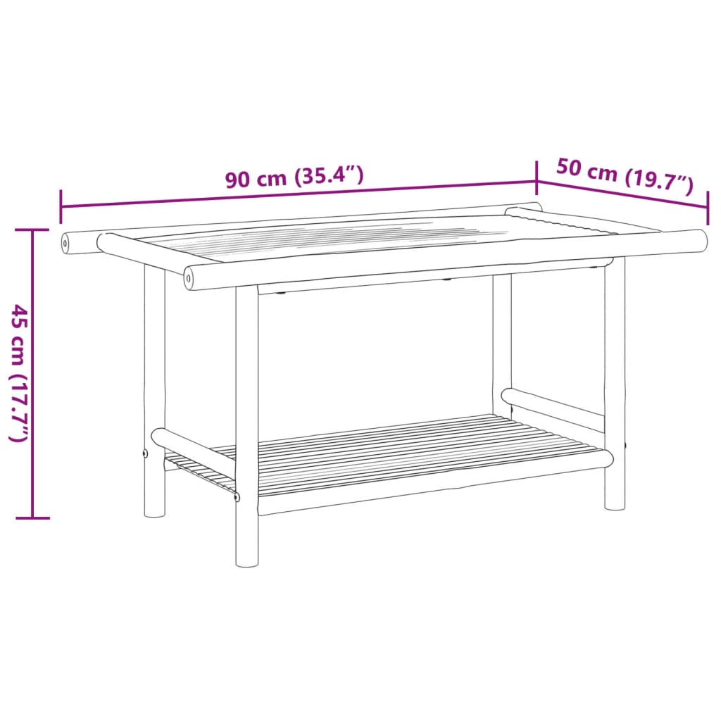 vidaXL Salongbord 90x50x45 cm bambus