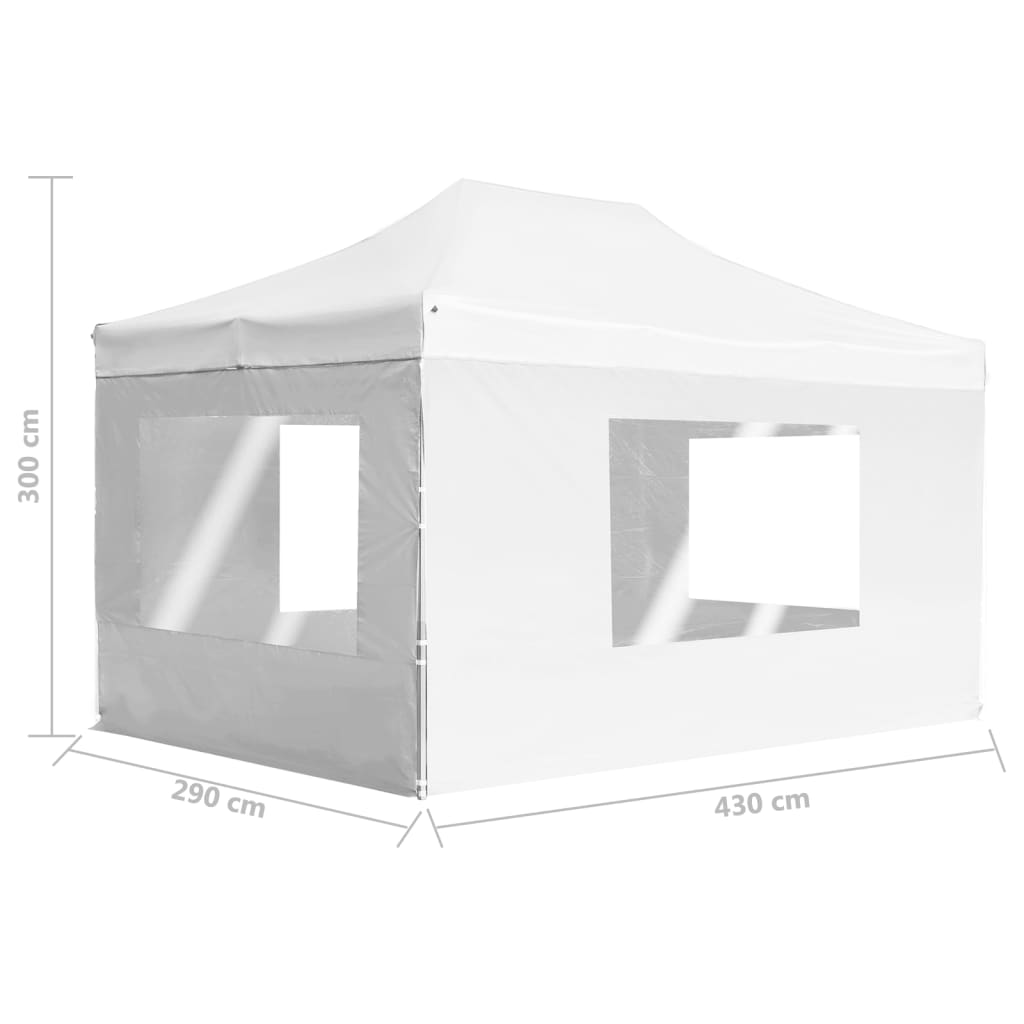 vidaXL Profesjonelt foldbart festtelt med vegger aluminium 4,5x3m hvit