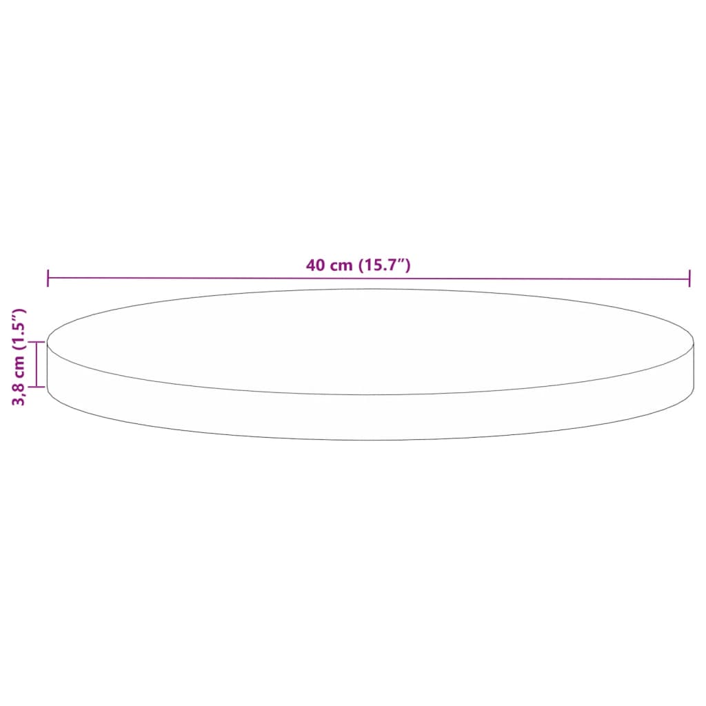 vidaXL Bordplate Ø 40x3,8 cm rund gjenvunnet heltre