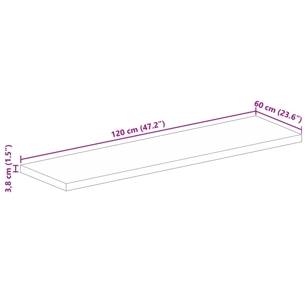 vidaXL Bordplate 120x60x3,8 cm rektangulær gjenvunnet heltre