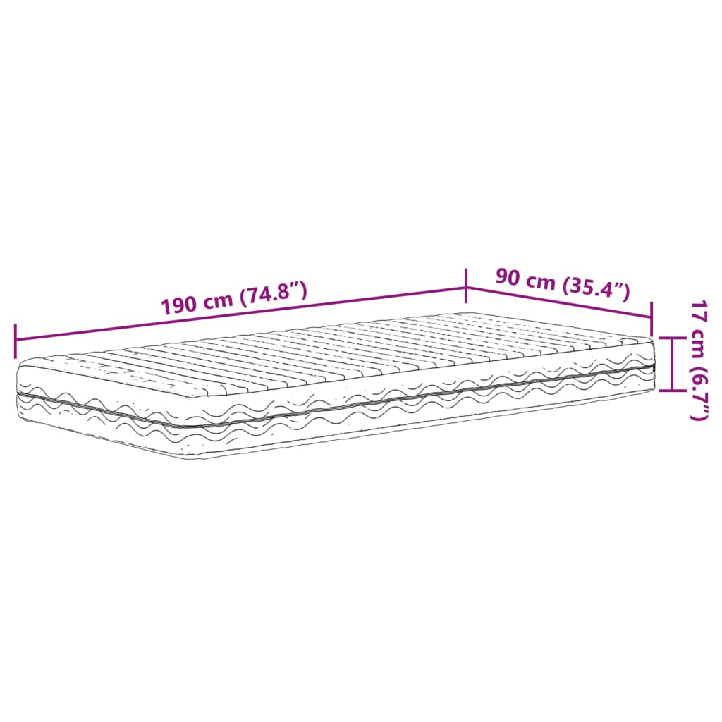 vidaXL Dagseng med madrass voksbrun 90x190 cm heltre furu