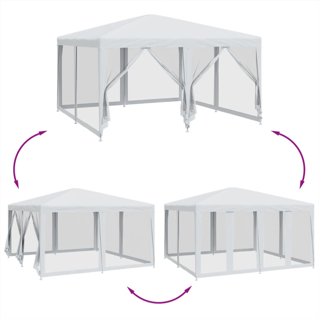 vidaXL Festtelt med 8 sidevegger av netting hvit 4x4 m HDPE