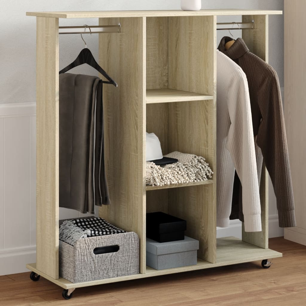 vidaXL Garderobe med hjul sonoma eik 102x38x110 cm konstruert tre