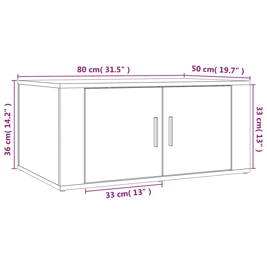 vidaXL Salongbord betonggrå 80x50x36 cm konstruert tre