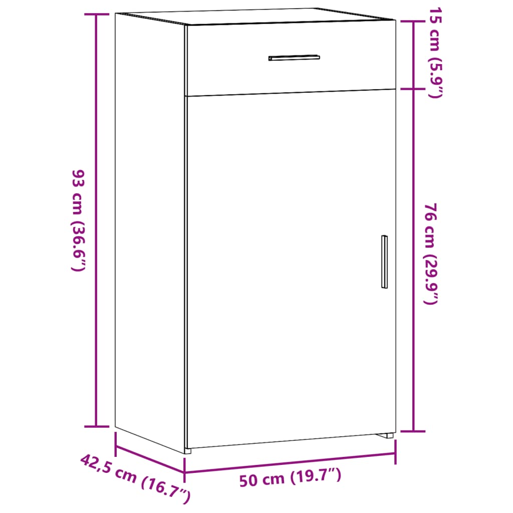 vidaXL Skjenk brun eik 50x42,5x93 cm konstruert tre