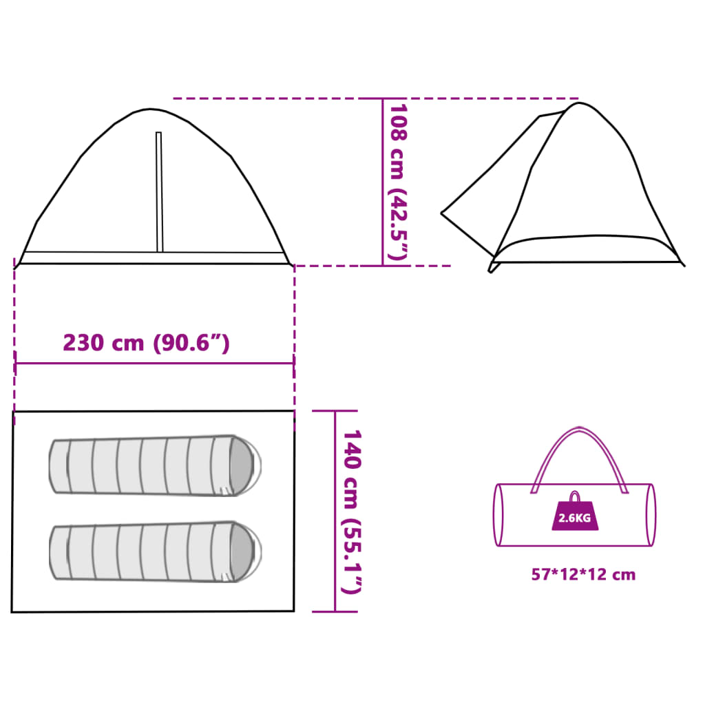 vidaXL Kuppeltelt for camping 1 person blå vanntett