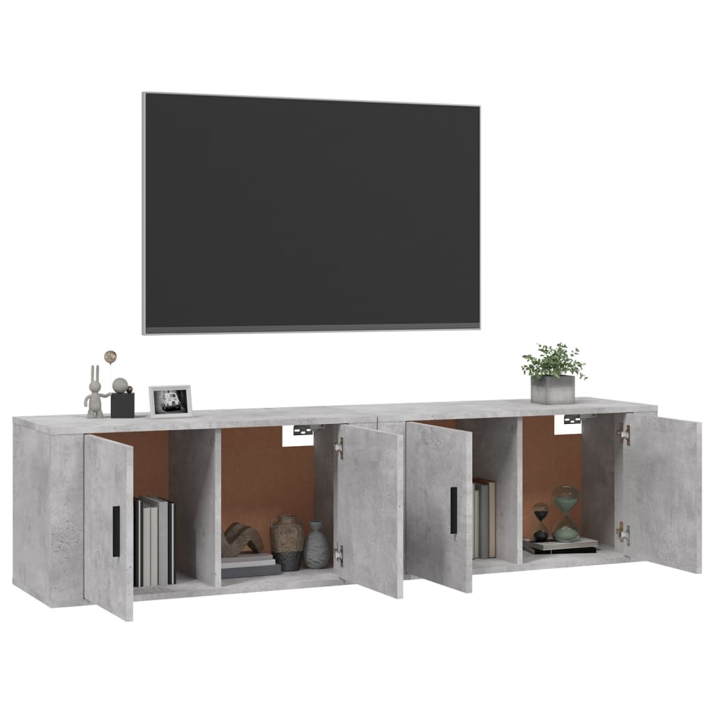 vidaXL Vegghengte TV-benker 2 stk betonggrå 80x34,5x40 cm