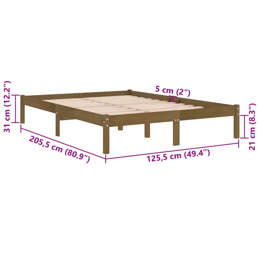 vidaXL Sengeramme honningbrun heltre furu 120x200 cm