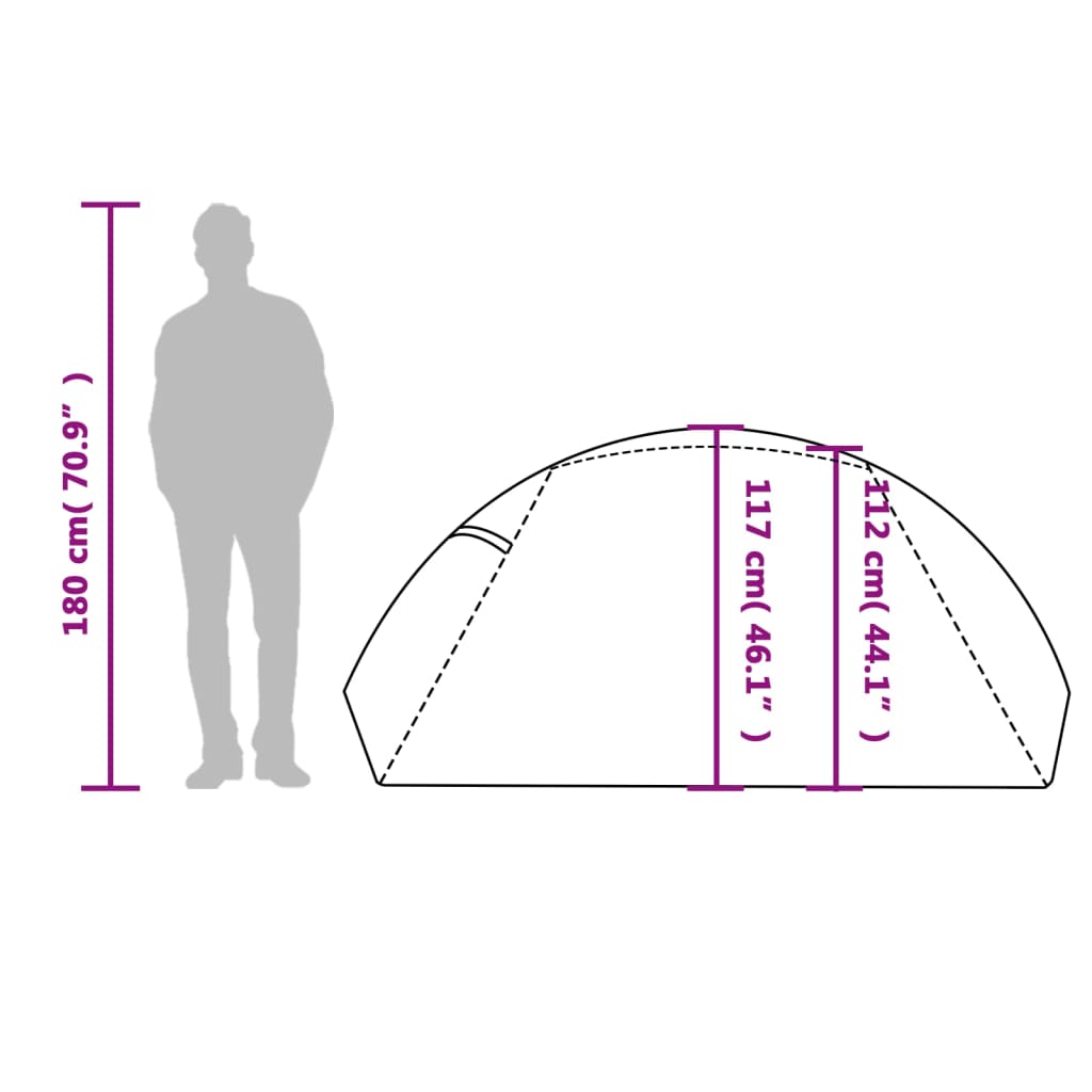 vidaXL Kuppeltelt for camping 2 personer hvit blendingsstoff vanntett