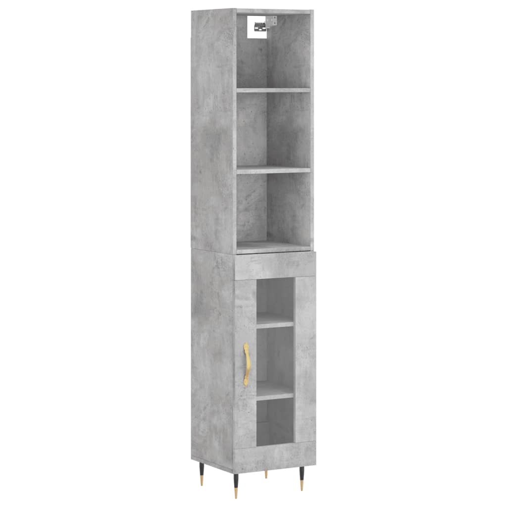 vidaXL Highboard betonggrå 34,5x34x180 cm konstruert tre