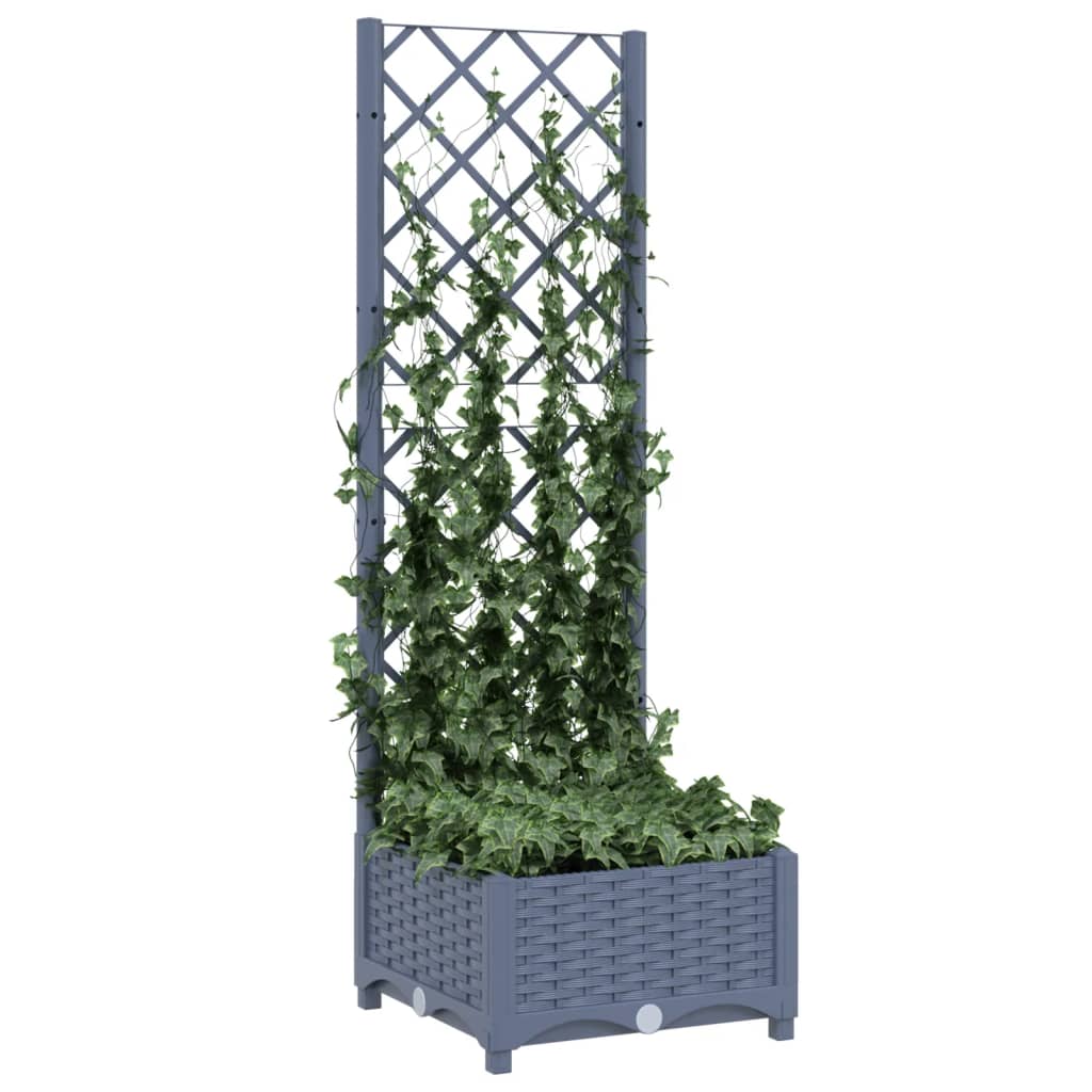 vidaXL Plantekasse med espalier mørkegrå 40x40x121,5 cm PP