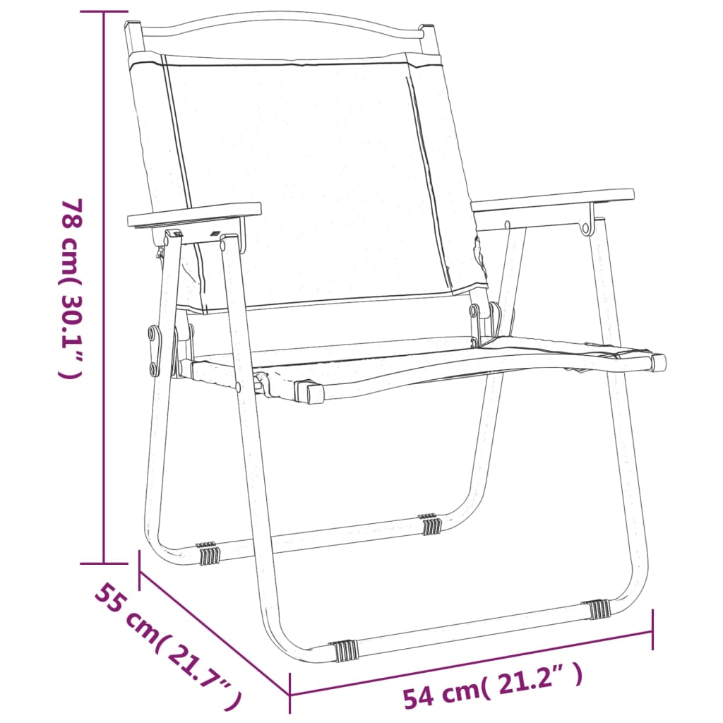 vidaXL Campingstoler 2 stk beige 54x55x78 cm oxfordstoff