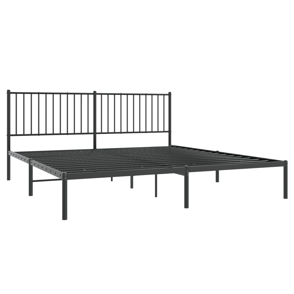 vidaXL Sengeramme i metall med sengegavl svart 183x213 cm