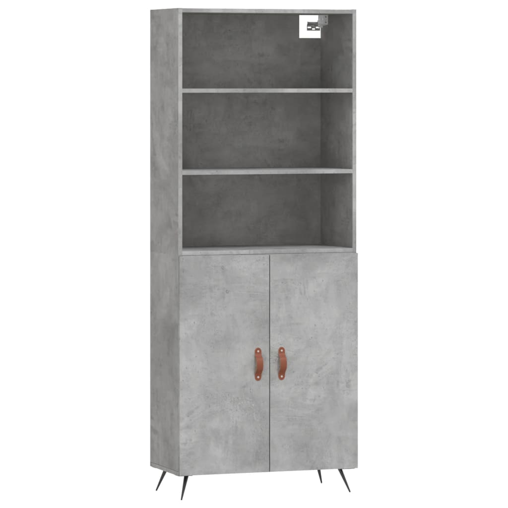 vidaXL Highboard betonggrå 69,5x34x180 cm konstruert tre