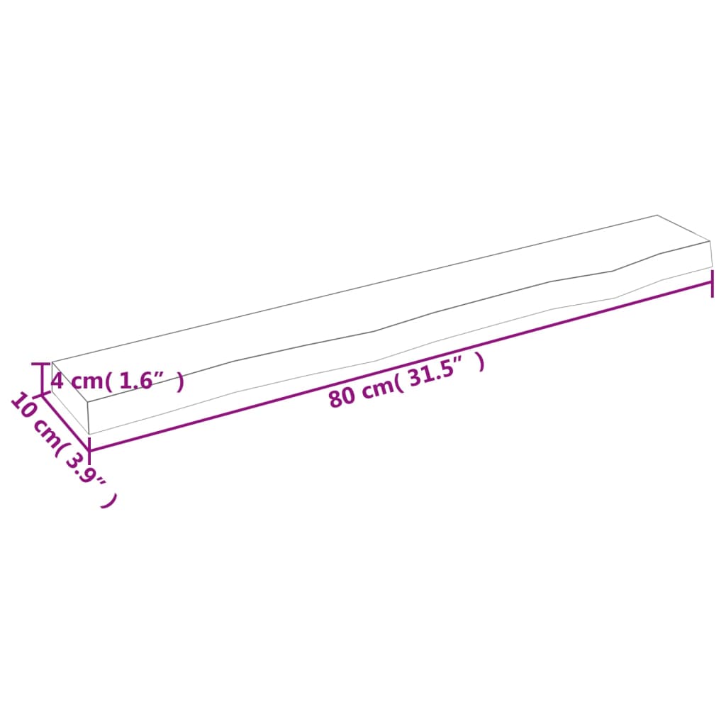 vidaXL Vegghylle lysebrun 80x10x4 cm behandlet heltre eik