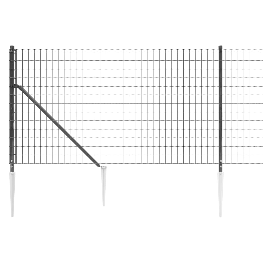 vidaXL Nettinggjerde med stolpespyd 1,1x25 m antrasitt