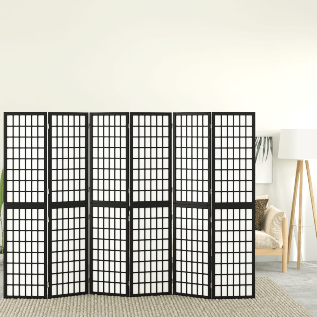 vidaXL Sammenleggbar romdeler 6 paneler japansk stil 240x170 cm svart
