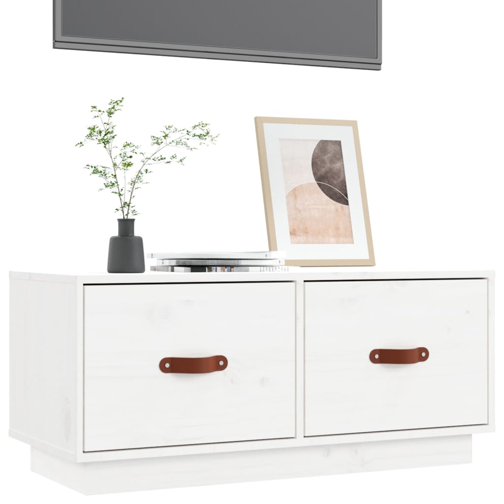 vidaXL TV-benk hvit 80x34x35 cm heltre furu