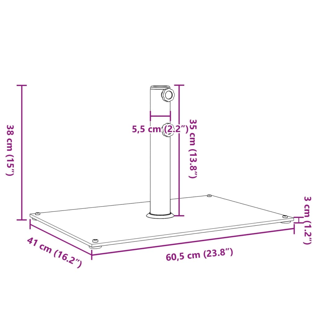 vidaXL Parasollfot for Ø32/38/48 mm stenger 15 kg rektangulær