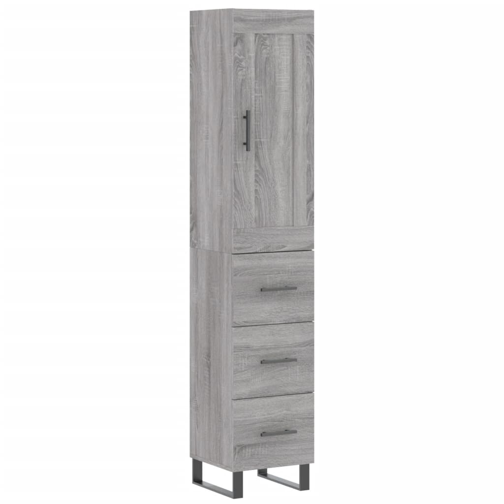 vidaXL Highboard grå sonoma 34,5x34x180 cm konstruert tre