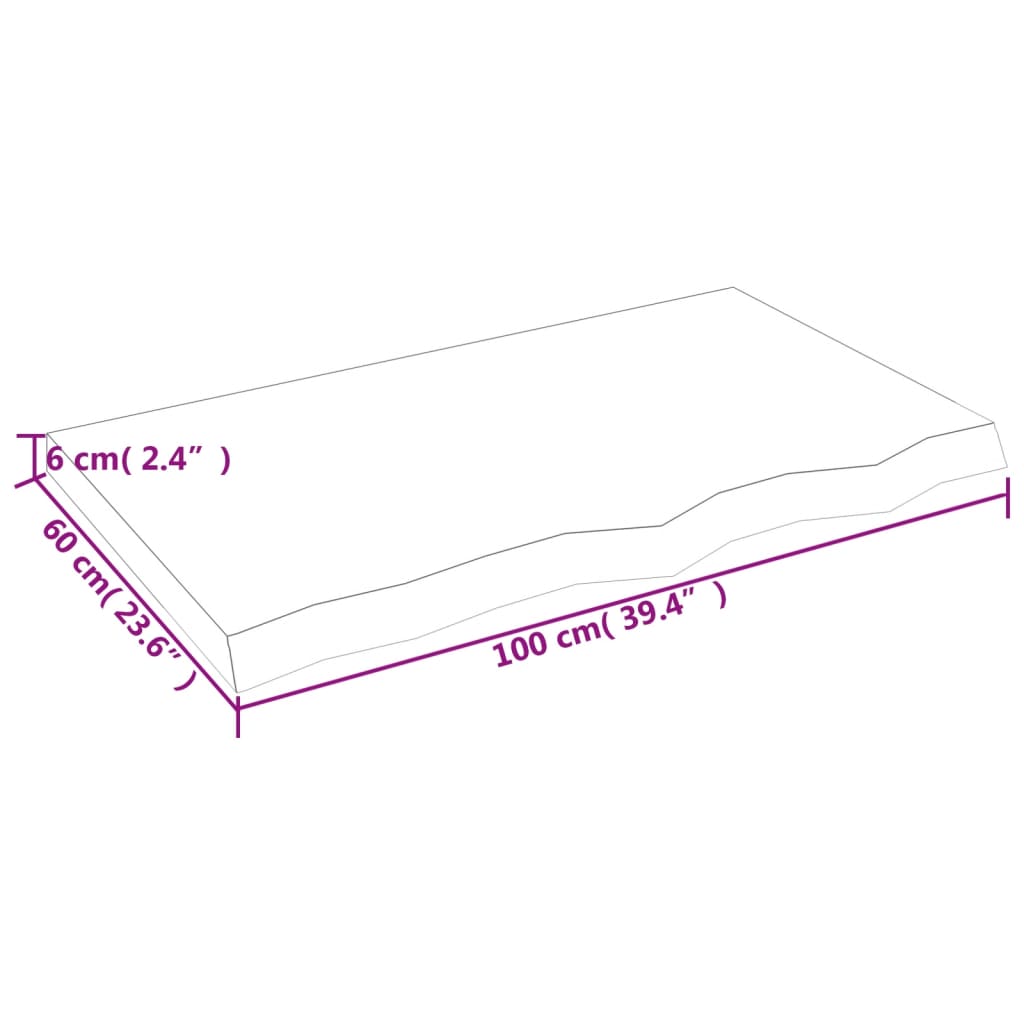 vidaXL Benkeplate til bad mørkebrun 100x60x(2-6) cm behandlet heltre