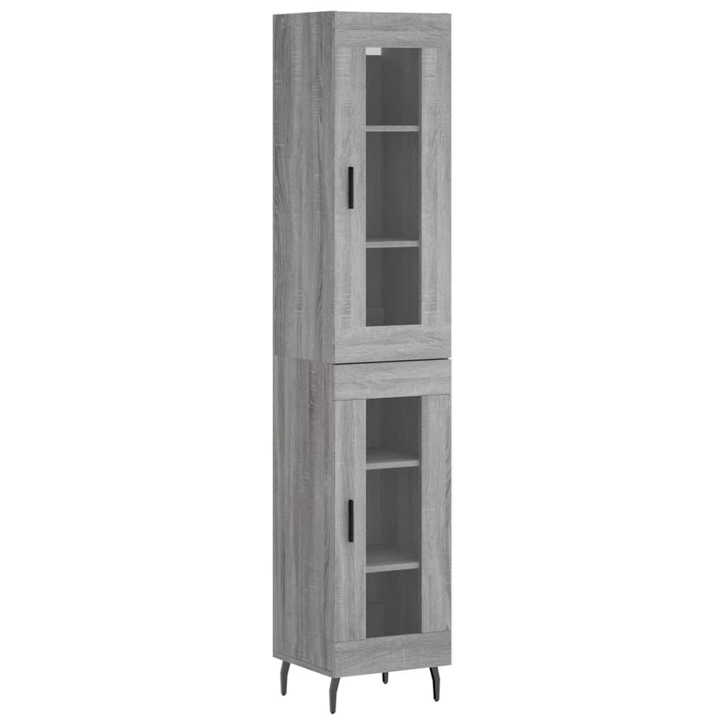 vidaXL Highboard grå sonoma 34,5x34x180 cm konstruert tre