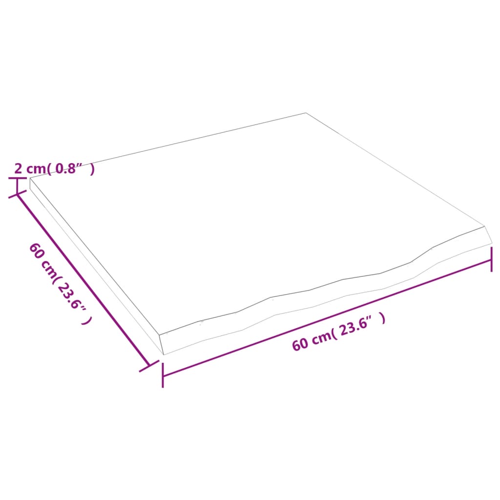 vidaXL Benkeplate til bad mørkebrun 60x60x2 cm behandlet heltre